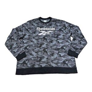 Reebok Logo Fleece Crewneck Long Sleeves Camo Sweatshirt Pullover Camoflouge 2XL